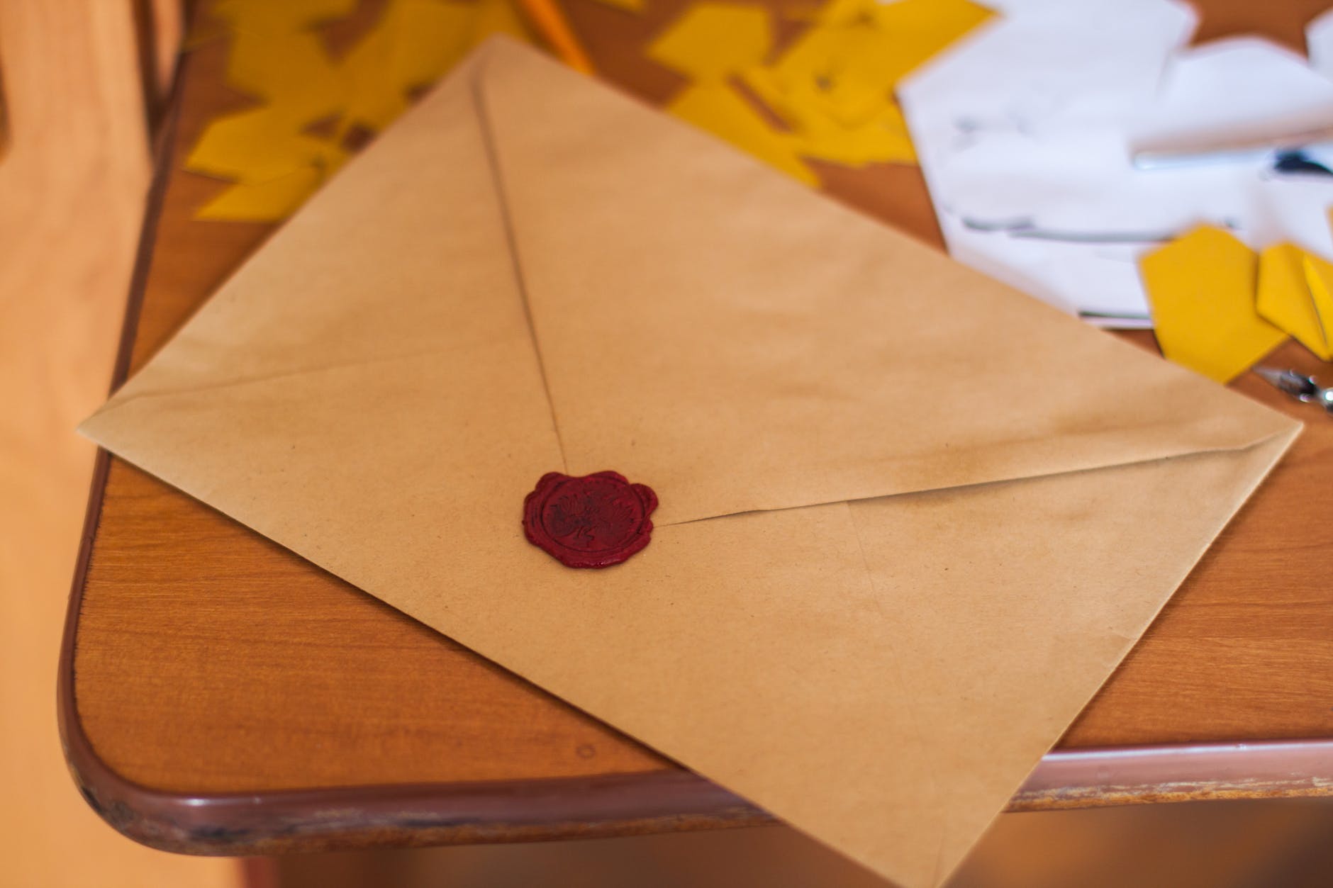 brown paper envelope on table